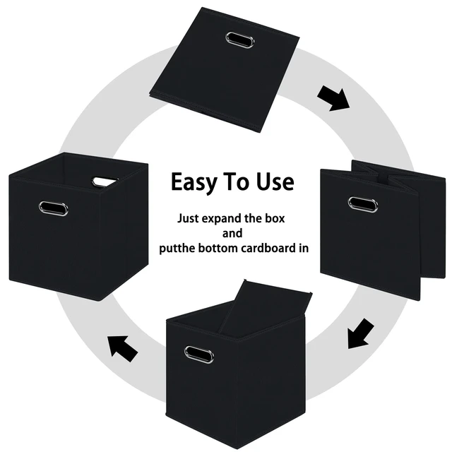 Alt view image 2 of 7 - Black Foldable Storage Cubes Bins, Fabric Storage Box with Dual Handles for Home Organizer