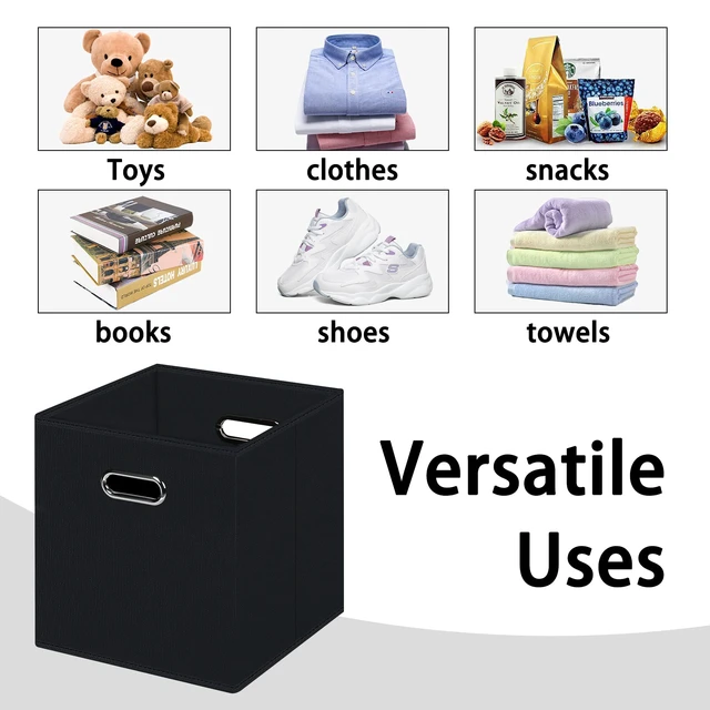Alt view image 6 of 7 - Black Foldable Storage Cubes Bins, Fabric Storage Box with Dual Handles for Home Organizer