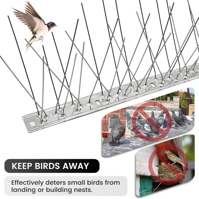 Alt view image 5 of 7 - Ley's Stainless Steel Bird Spikes 3.2 FT (3 Pack), Bird Deterrent Spikes Strip for Pigeon, Small Bird, Roof, Fence, Balcony, Outdoor Protection