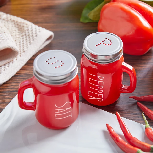 Alt view image 5 of 7 - ZOSUJO 4 oz Red Glass Salt and Pepper Shaker Set with Stainless Steel Lids, Modern Kitchen Decor for Home Restaurants Weddings
