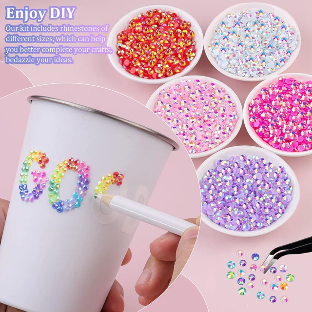 Alt view image 5 of 6 - 34000Pcs Resin Jelly Rhinestones, 3mm Flatback Multicolor Gems for Diamond Art, with 3Pcs 10ml B7000 Jewelry Glue, for Crafting, Nail Art, Book