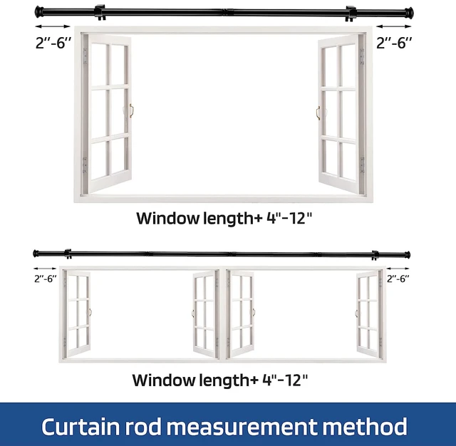 Alt view image 5 of 7 - 30" to 45" Small Curtain Rod, 5/8 Inch Diameter, Black Decorative With Brackets, Easy Install For Bedroom Living Room Kitchen