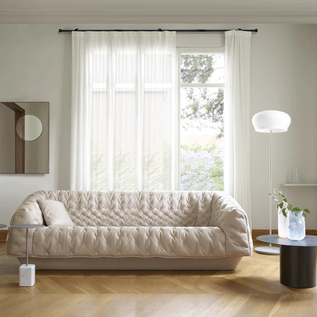 Alt view image 4 of 7 - 30" to 45" Small Curtain Rod, 5/8 Inch Diameter, Black Decorative With Brackets, Easy Install For Bedroom Living Room Kitchen