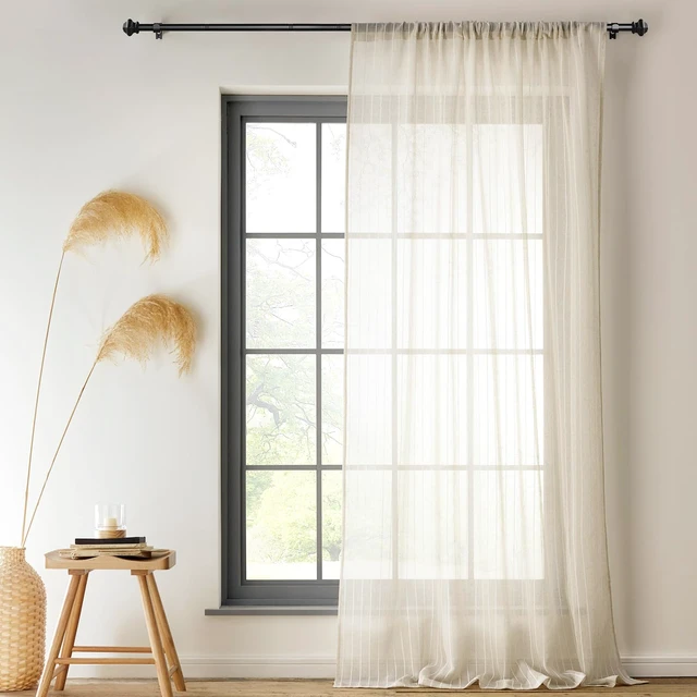 Alt view image 4 of 7 - 5/8 Inch Matte Black Curtain Rod for Windows 35-47 Inch, Adjustable Telescoping with Brackets, for Bedroom Kitchen Study Living Room