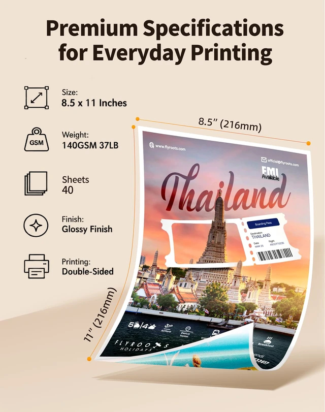 Alt view image 2 of 7 - Uinkit Photo Paper Glossy Double Sided 8.5x11 Inkjet 37lb 140gsm Dye Ink Photo Picture Flyer Calendar Magazine CD Cover Letter (40 Sheets)