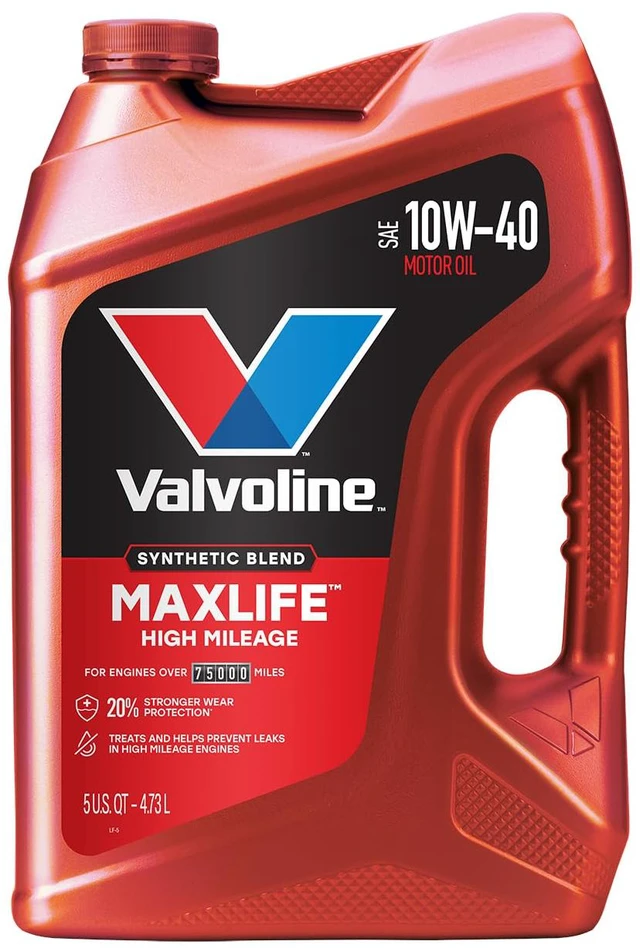 Main image of Valvoline High Mileage with MaxLife Technology SAE 10W-40 Synthetic Blend Motor Oil, 5 QT