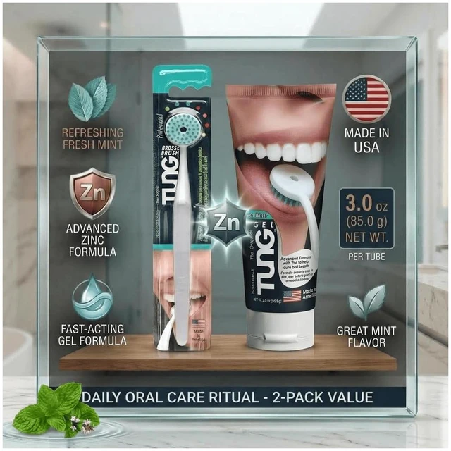 Main image of Tung Tongue Cleaning Kit with Brush and Gel for Fresh Breath, USA Made