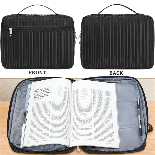 Alt view image 3 of 7 - JIANYA Bible Cover Case with Handle and Zippered Pocket, Black