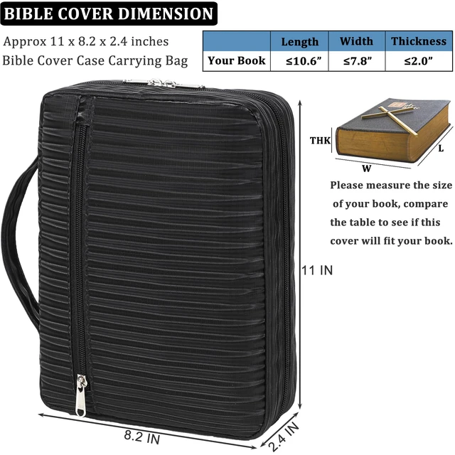 Alt view image 2 of 7 - JIANYA Bible Cover Case with Handle and Zippered Pocket, Black