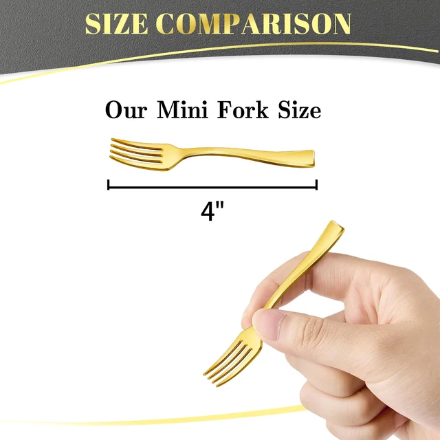 Alt view image 3 of 6 - 100CT Mini Gold Forks for Desserts, 4-Inch
