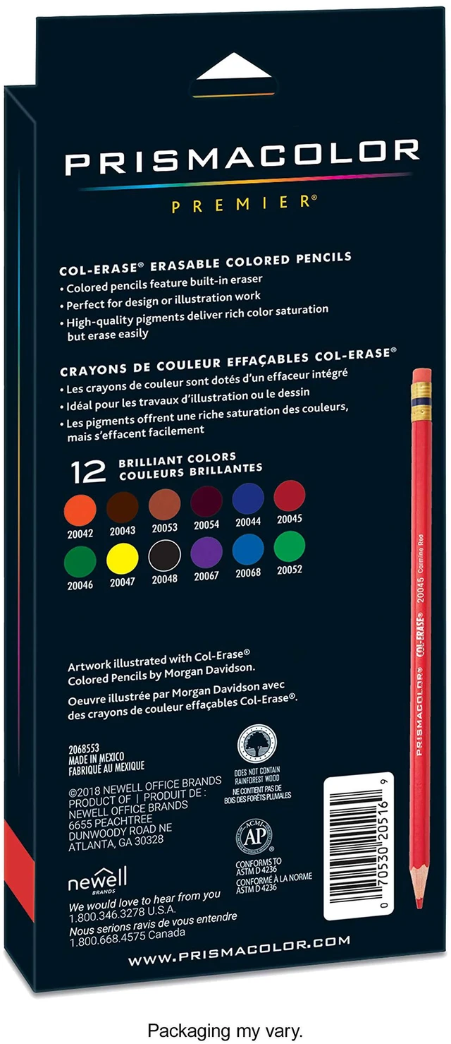 Alt view image 2 of 6 - Prismacolor Col-Erase Erasable Colored Pencils, 12 Pack