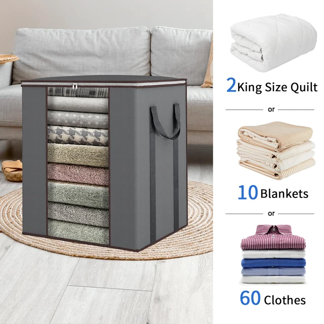 Alt view image 7 of 7 - 120L Blanket Storage Bags for Comforter, Clothes, Bedding Sheet, Grey