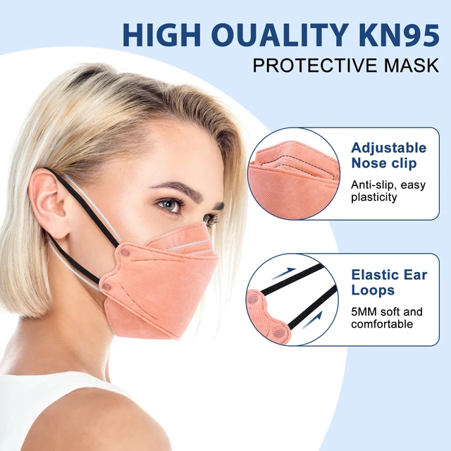 Alt view image 6 of 6 - FENFEN KN95 Disposable Face Masks for Adults, 50 Pack, 5-Layer Protection, Breathable, Comfortable, Individually Wrapped