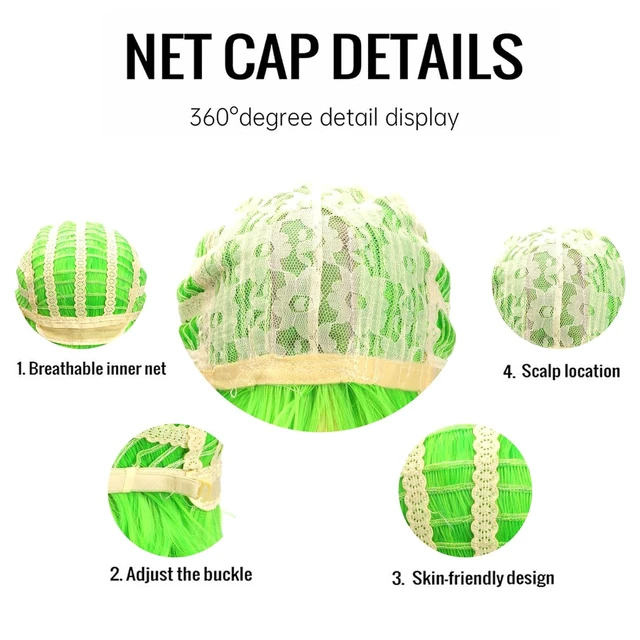 Alt view image 3 of 4 - Synthetic Bob Wig with Bangs for Women - Short Curly, Neon Green