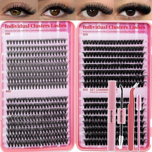 Main image of RITALASH Lash Clusters Kit (20D+40D+60D+80D, 9-16mm) with Lash Bond&Seal, Lash Tweezers, Brush