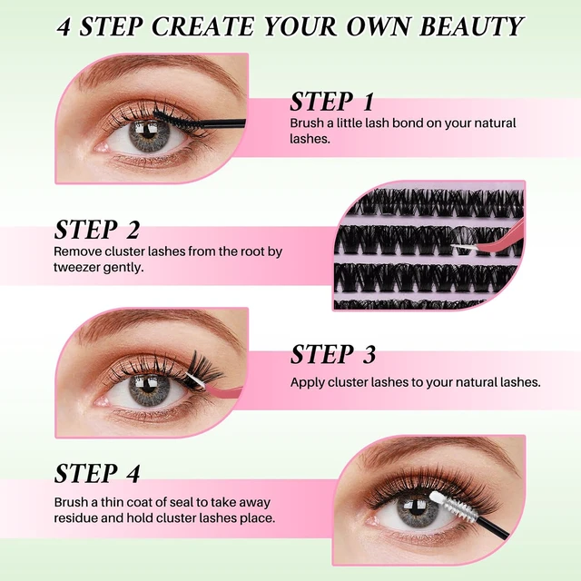 Alt view image 6 of 6 - RITALASH Lash Clusters Kit (20D+40D+60D+80D, 9-16mm) with Lash Bond&Seal, Lash Tweezers, Brush