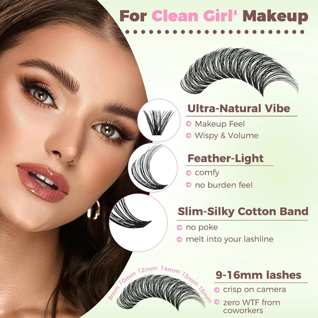 Alt view image 5 of 6 - RITALASH Lash Clusters Kit (20D+40D+60D+80D, 9-16mm) with Lash Bond&Seal, Lash Tweezers, Brush