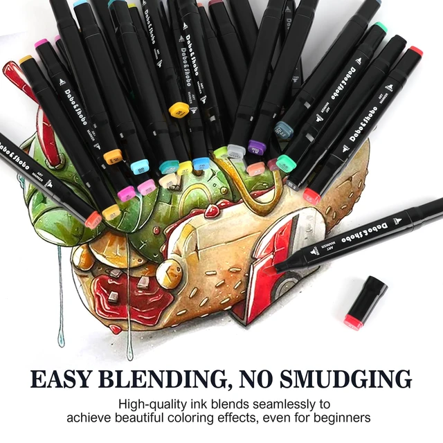 Alt view image 6 of 7 - Dabo&Shobo 24 Colors Drawing Markers, Dual Tip Art Markers for Adult Sketching and Coloring