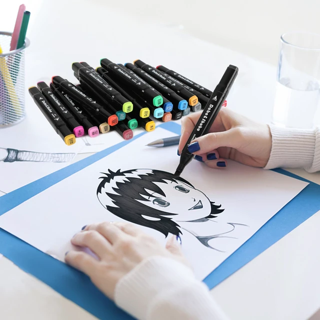 Alt view image 4 of 7 - Dabo&Shobo 24 Colors Drawing Markers, Dual Tip Art Markers for Adult Sketching and Coloring