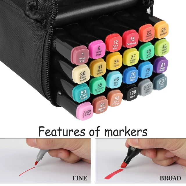 Alt view image 7 of 7 - Dabo&Shobo 24 Colors Drawing Markers, Dual Tip Art Markers for Adult Sketching and Coloring