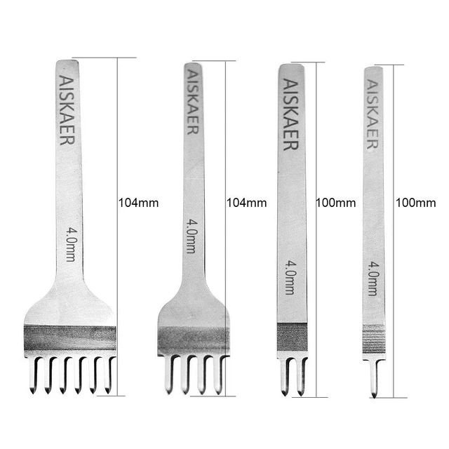 Alt view image 2 of 6 - Aiskaer Leather Stitching Punch Set Diamond Chisel Tools 4mm White Steel 1 2 4 6 Prong for Leather Craft DIY