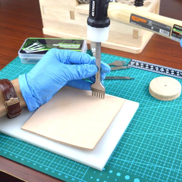Alt view image 4 of 6 - Aiskaer Leather Stitching Punch Set Diamond Chisel Tools 4mm White Steel 1 2 4 6 Prong for Leather Craft DIY