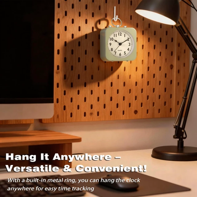 Alt view image 4 of 6 - AYRELY Small Metal Alarm Clock for Travel, Desk and Table