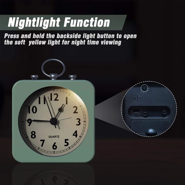 Alt view image 2 of 6 - AYRELY Small Metal Alarm Clock for Travel, Desk and Table