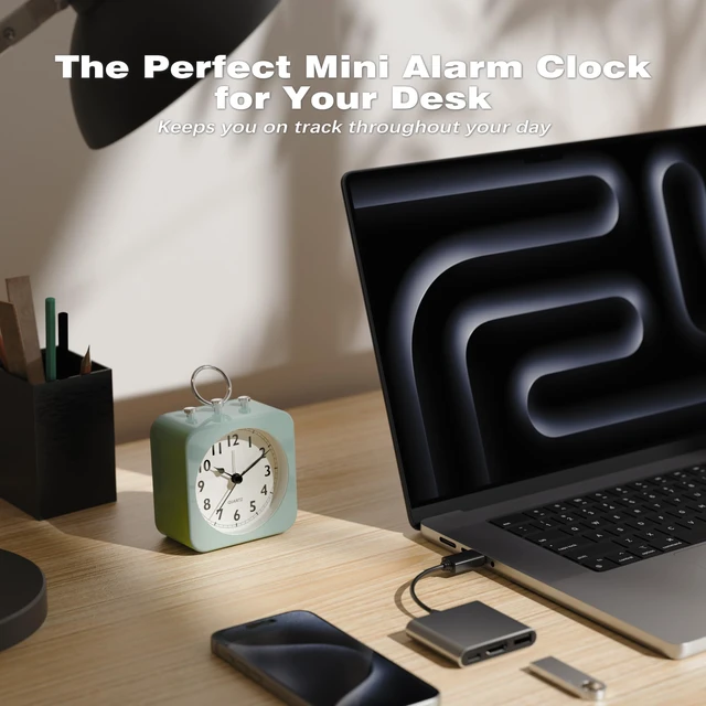 Alt view image 6 of 6 - AYRELY Small Metal Alarm Clock for Travel, Desk and Table