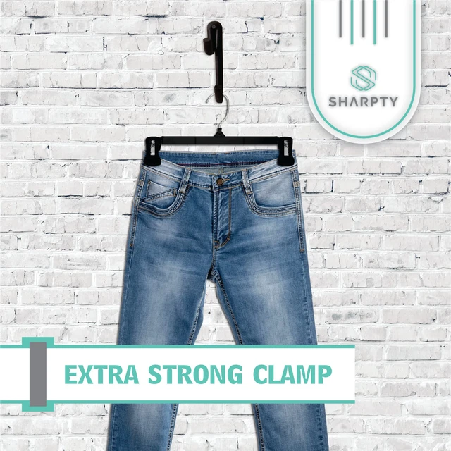 Alt view image 3 of 6 - Sharpty Pant & Skirt Hangers 10 Pack, Black, Durable Space Saving Non-Slip, for Shorts, Shirts, Jeans, Dresses, Slacks, Coats, and More
