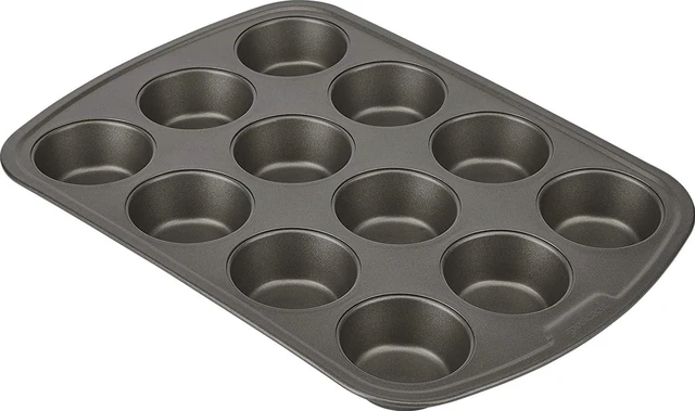 Main image of GoodCook Everyday Nonstick Steel Muffin Pan, 12 Cup, Gray