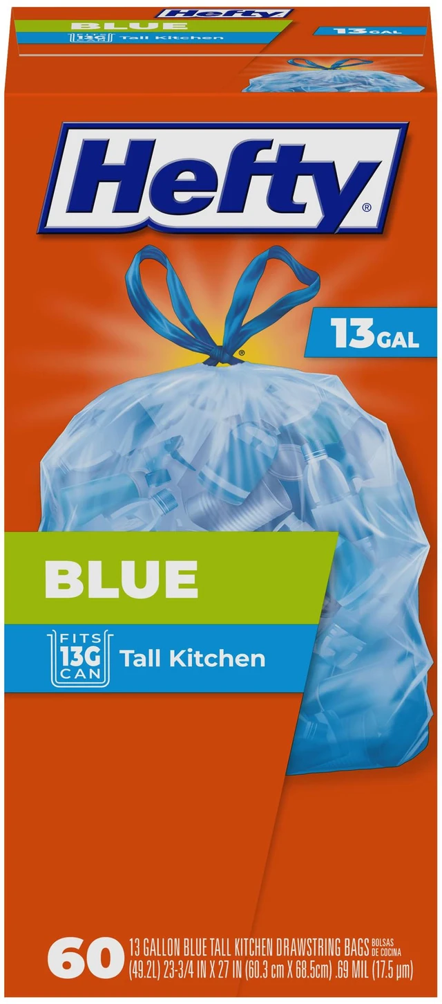Main image of Hefty Blue Trash Bags, 13Gallon, 60Count