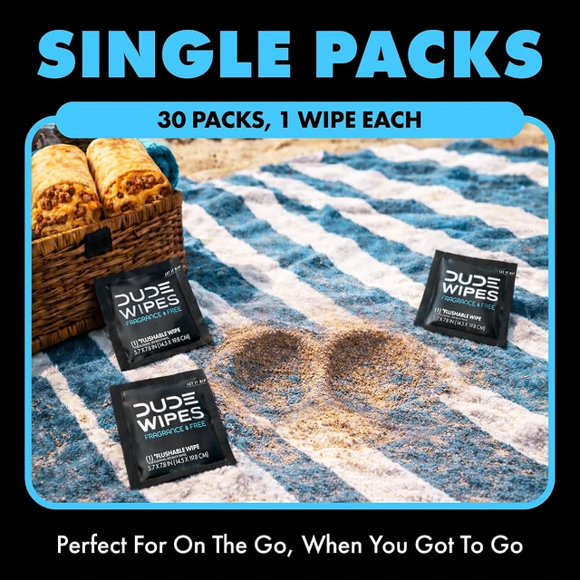 Alt view image 4 of 6 - DUDE Wipes On-the-Go Unscented Adult Flushable Travel Wipes, 30 Count