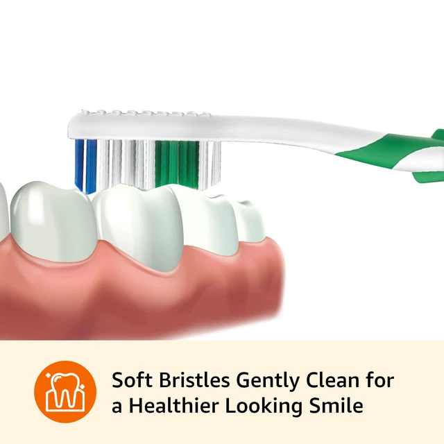 Alt view image 2 of 6 - Amazon Basics Clean Plus Soft Bristle Toothbrushes with Angled End-Tuft, Cheek and Tongue Cleaner, Full Size, 10 Count, 1 Pack (Previously Solimo)