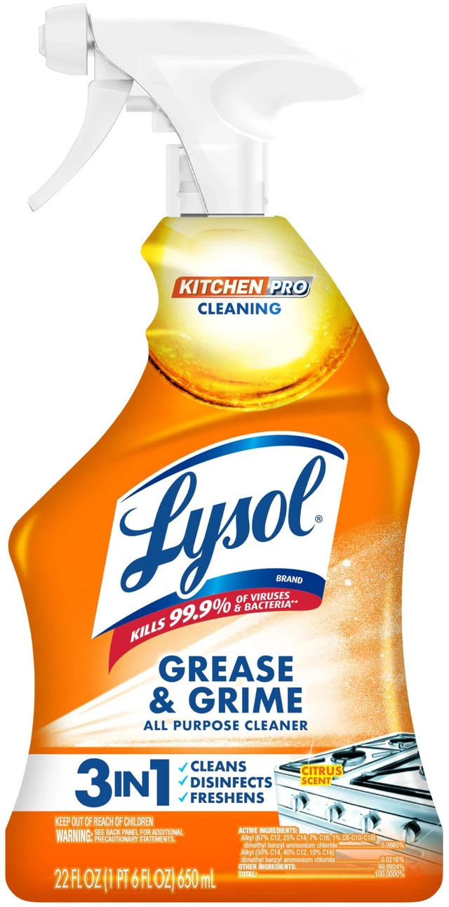 Main image of Lysol All Purpose Kitchen Cleaner Spray, For Grease & Grime, Citrus, 22 oz