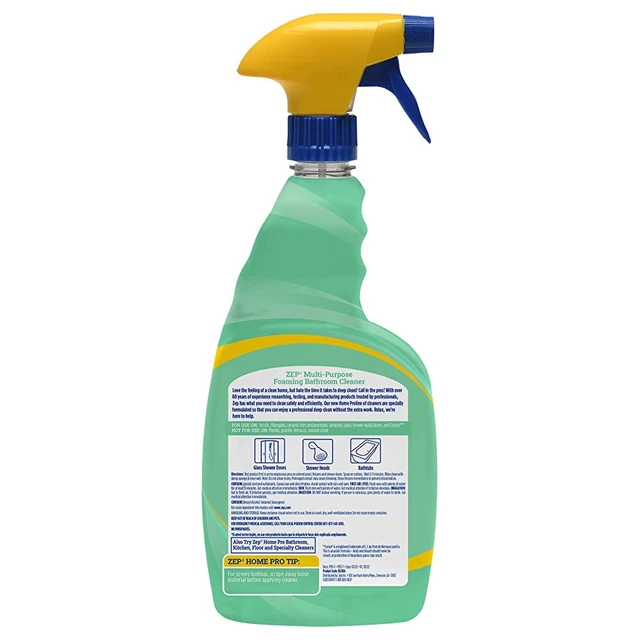 Alt view image 4 of 5 - Zep Home Pro Multi-Purpose Foaming Bathroom Cleaner - 32 Fl. Oz. - R53106 - Pro Trusted Cleaning Power: Now in Refreshing Scents and Family Friendly Formulas (1)