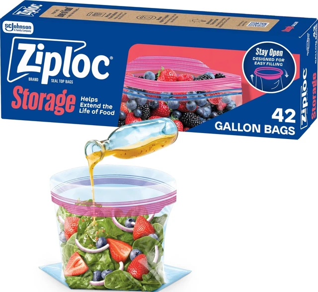 Main image of Ziploc Gallon Food Storage Bags, Stand-Up Bottom, Easy to Fill, 42 Count