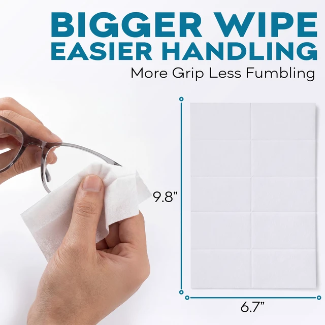 Alt view image 7 of 7 - XXL Lens Wipes, 50 Count - 9.8"x6.7" Eye Glasses Cleaner Wipes