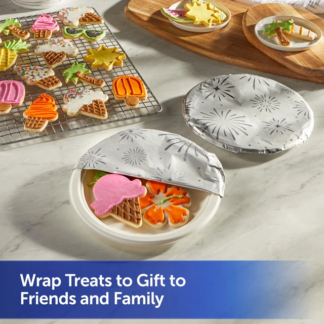 Alt view image 3 of 5 - Reynolds Wrap Fun Foil with Festive Firework Pattern, Embossed Aluminum Foil Roll, Festive Embossed Foil for Covering Summer Dishes for BBQs, 25 Sq. Ft.