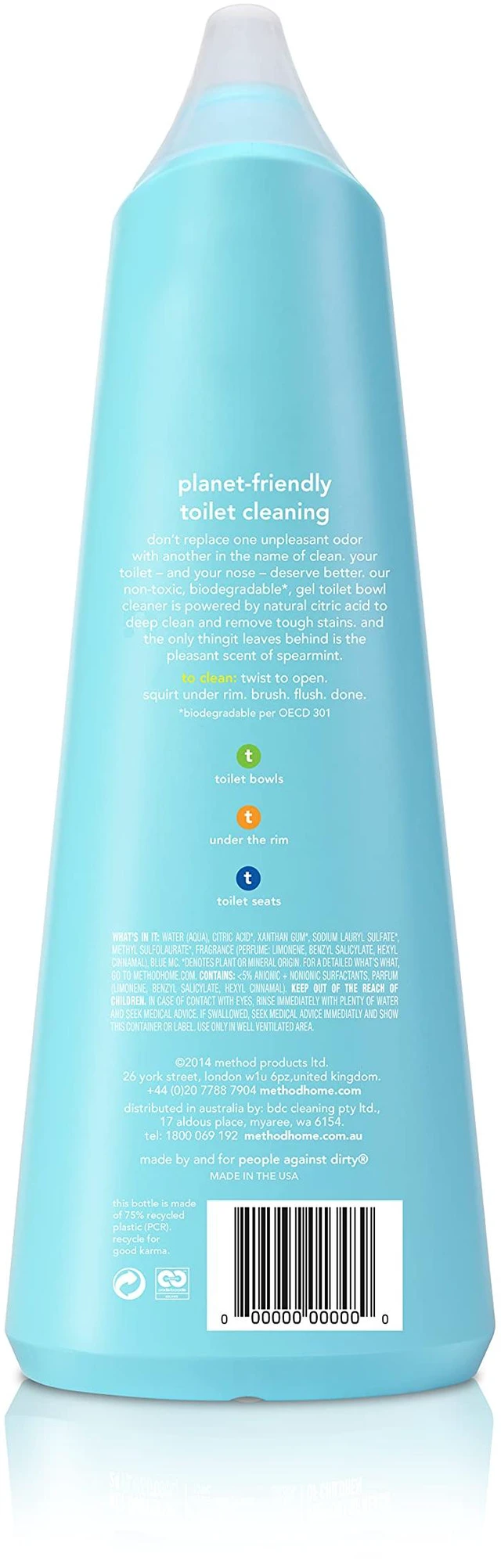 Alt view image 2 of 5 - method Antibacterial Toilet Bowl Cleaner, Spearmint, 24 fl oz