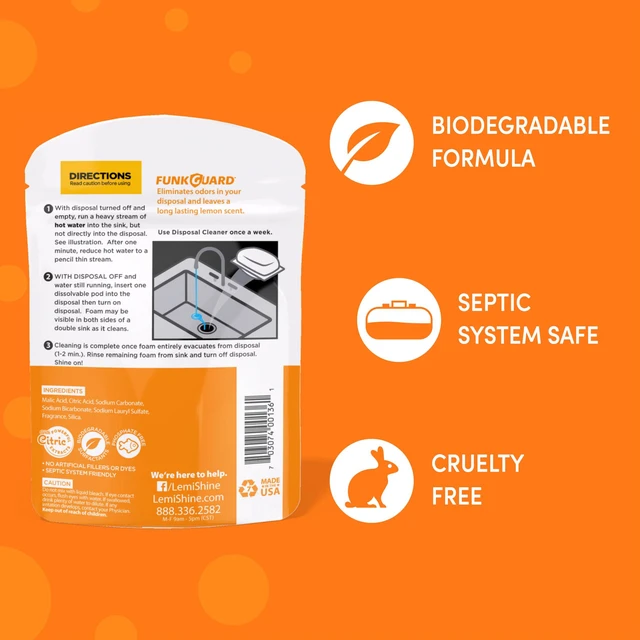 Alt view image 4 of 6 - Lemi Shine Natural Foaming Garbage Disposal Cleaner 2Ct.