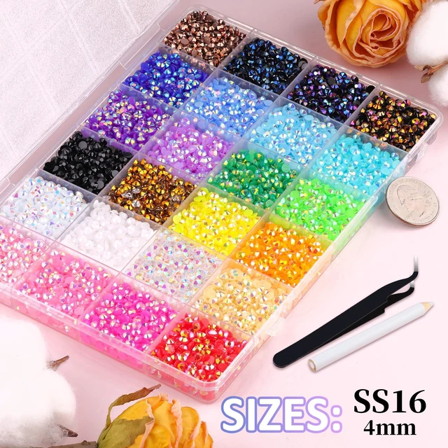 Alt view image 6 of 6 - 18000Pcs Resin Jelly Rhinestones for Bedazzling, Mixed-Color 4mm Flatback Gems for Diamond Art, Bedazzler Kit with 3Pcs 10ml B7000 Jewelry Glue for DIY Crafting Crafts Book Shoes Nail Art