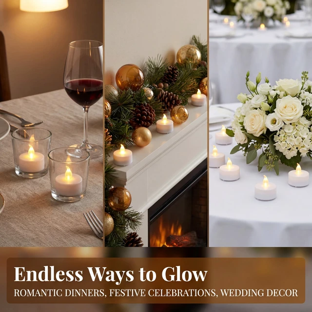 Alt view image 5 of 6 - Tea Lights Flameless Battery Operated Candles. Warm White 24Pack