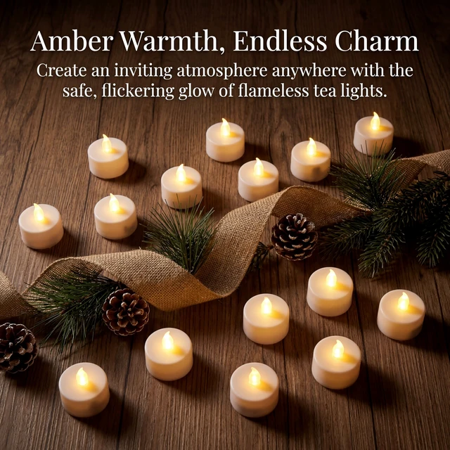 Alt view image 6 of 6 - Tea Lights Flameless Battery Operated Candles. Warm White 24Pack