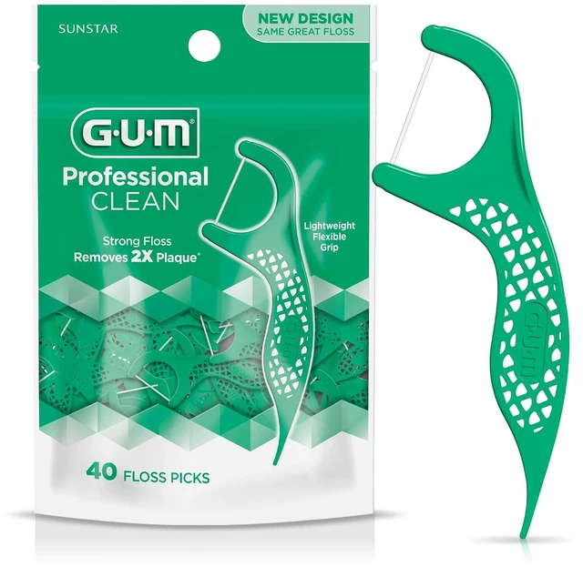Main image of GUM Professional Clean Dental Floss Picks, Fresh Mint, 40 Count