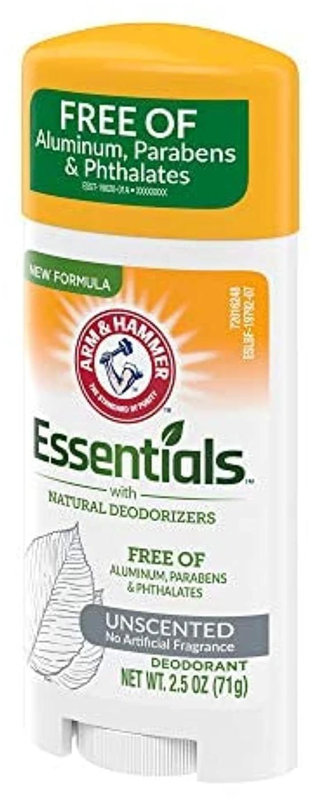 Main image of ARM & HAMMER Essentials Deodorant Unscented Solid Oval, 2.5 Oz, Made with Natural Deodorizers, Free from Aluminum, Parabens & Phthalates