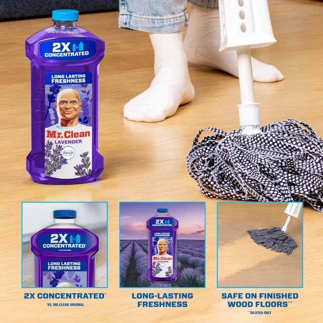 Alt view image 3 of 6 - Mr. Clean All Purpose Cleaner, Multi-Surface Dilutable Floor Cleaner for Mopping Home, Bathroom & Kitchen, Lavender, 41oz