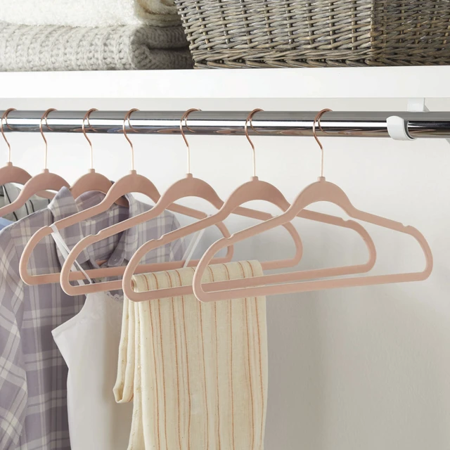 Alt view image 2 of 7 - Better Homes & Gardens Adult Clothing Hangers, Ultra Slim, Non-Slip Velvet, Pink, 30Count