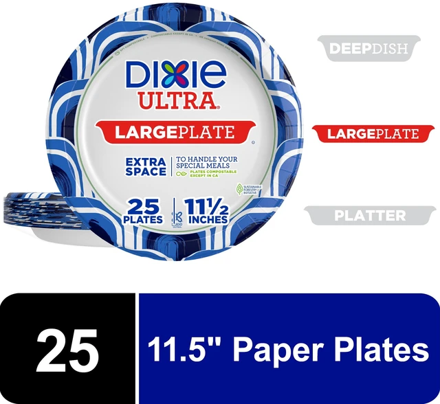 Main image of Dixie Ultra Large Disposable Paper Plates, 11.5", 25 Count, Multi-Color