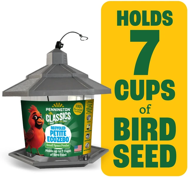 Main image of Pennington Earth Smart Hopper Wild Bird Feeder, Gray Plastic, 2.5lb Capacity